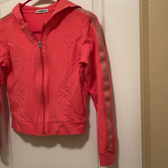 🎉Price Drop! Girls Size L(14) Coral Zippered Sweat Jacket - Picture 2 of 7
